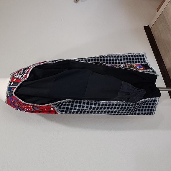 Art to Wear Upcycled Long Line Jacket Colorful Vintage Lagenlook Women's size M - Picture 11 of 16